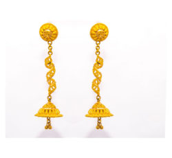 Handcrafted gold earring in Nepal.