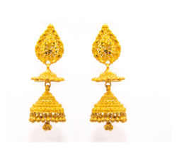 Artistic handmade gold earrings.