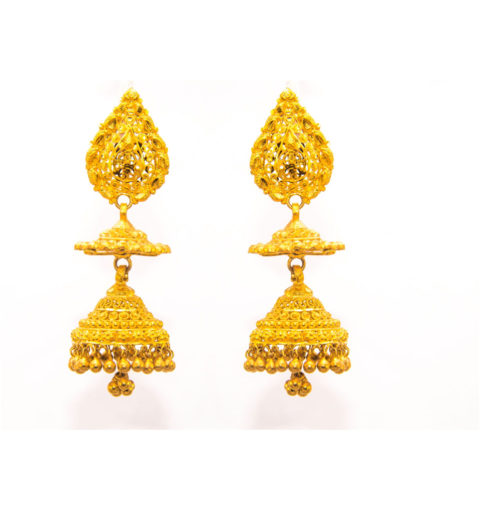 Artistic handmade gold earrings.