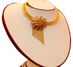 Traditional handmade gold necklace in Nepal.