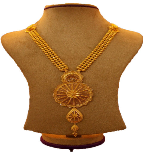 traditional nepali gold jewelry or necklace.