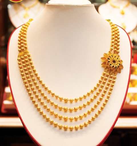 Flower Gold Necklace in Nepal